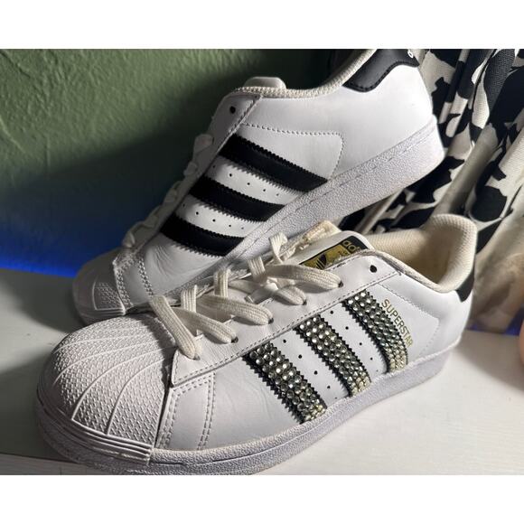 Adidas Superstar Womens Size 7.5 Customized Blinged Out Sneakers C77153 2016 - Picture 7 of 16